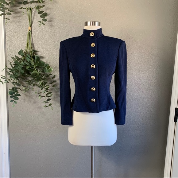 St. John navy santana knit button front jacket 2